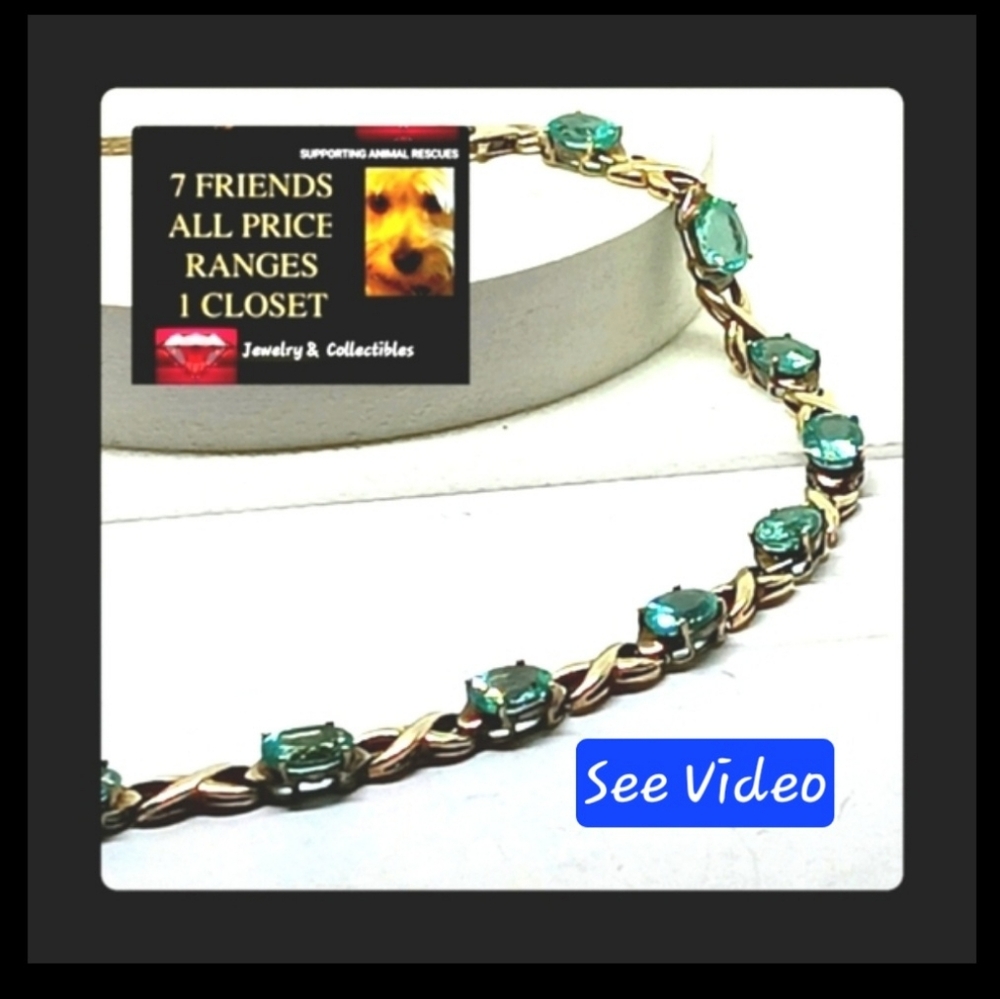 Vintage Apatite Sterling Silver w/ Gold Overlay Bracelet.